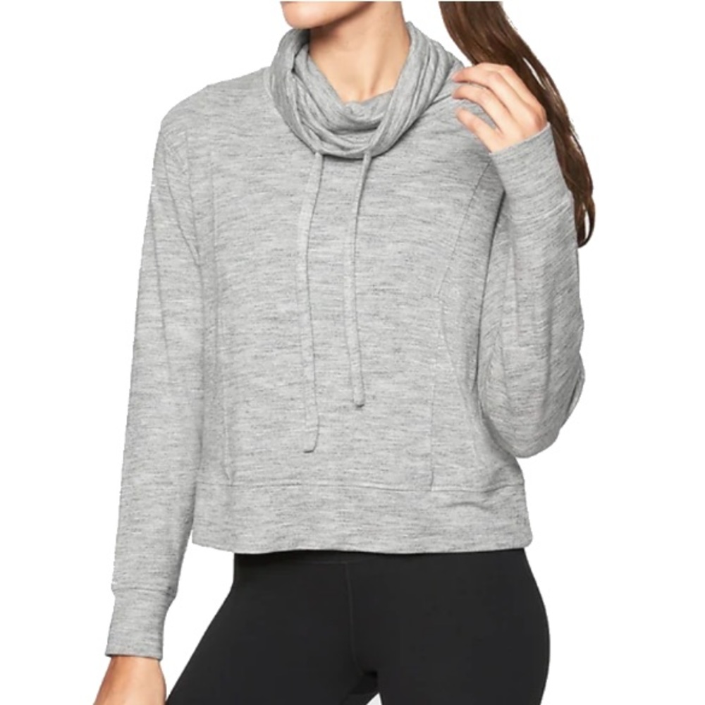 Athleta Cowl Neck Sweatshirt Marl Heather Grey size S